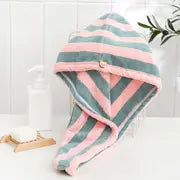 Coral Fleece Microfiber Hair Drying Towel and Shower Cap