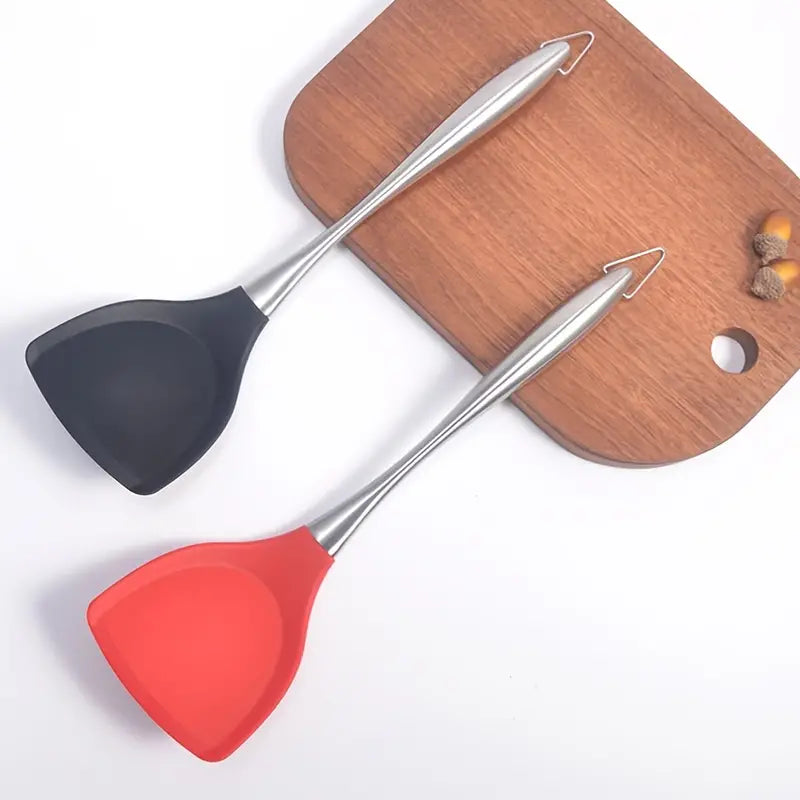 Thickened Silicone Non-Stick Wok Spatula with Steel Handle