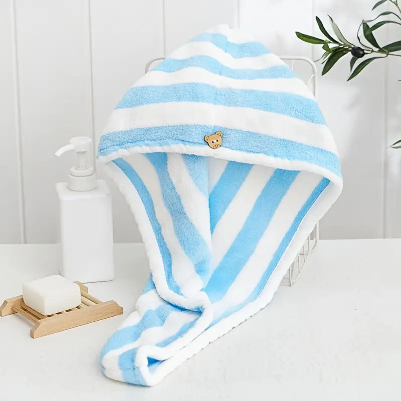 Coral Fleece Microfiber Hair Drying Towel and Shower Cap
