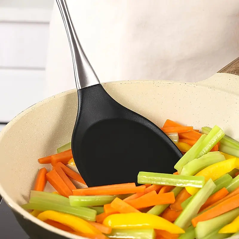 Thickened Silicone Non-Stick Wok Spatula with Steel Handle