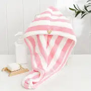 Coral Fleece Microfiber Hair Drying Towel and Shower Cap