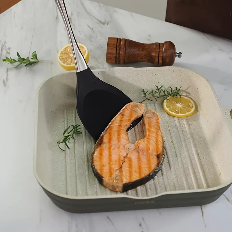 Thickened Silicone Non-Stick Wok Spatula with Steel Handle