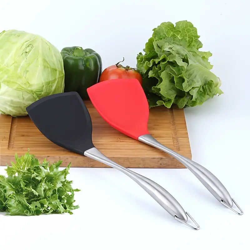 Thickened Silicone Non-Stick Wok Spatula with Steel Handle